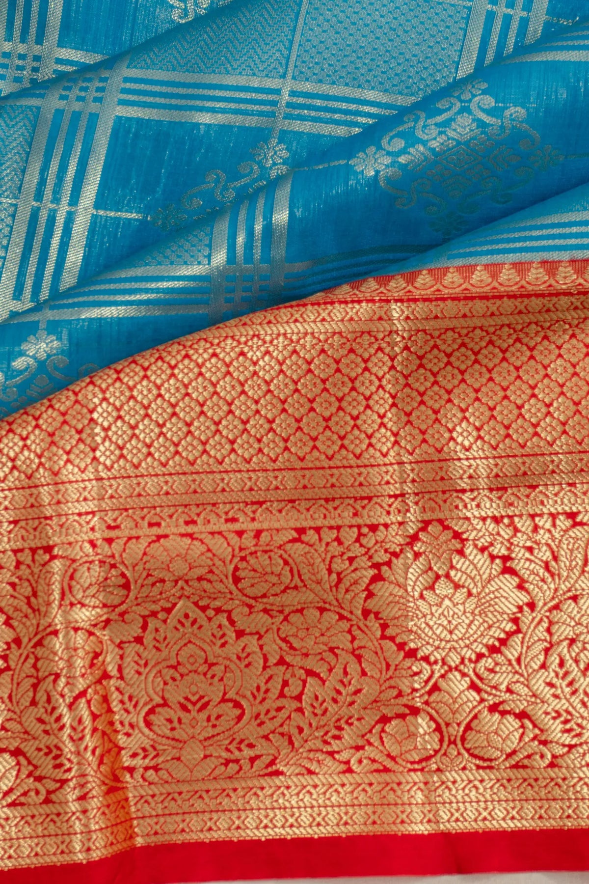 Dharmavaram Art Silk Checks And Butta Blue Saree