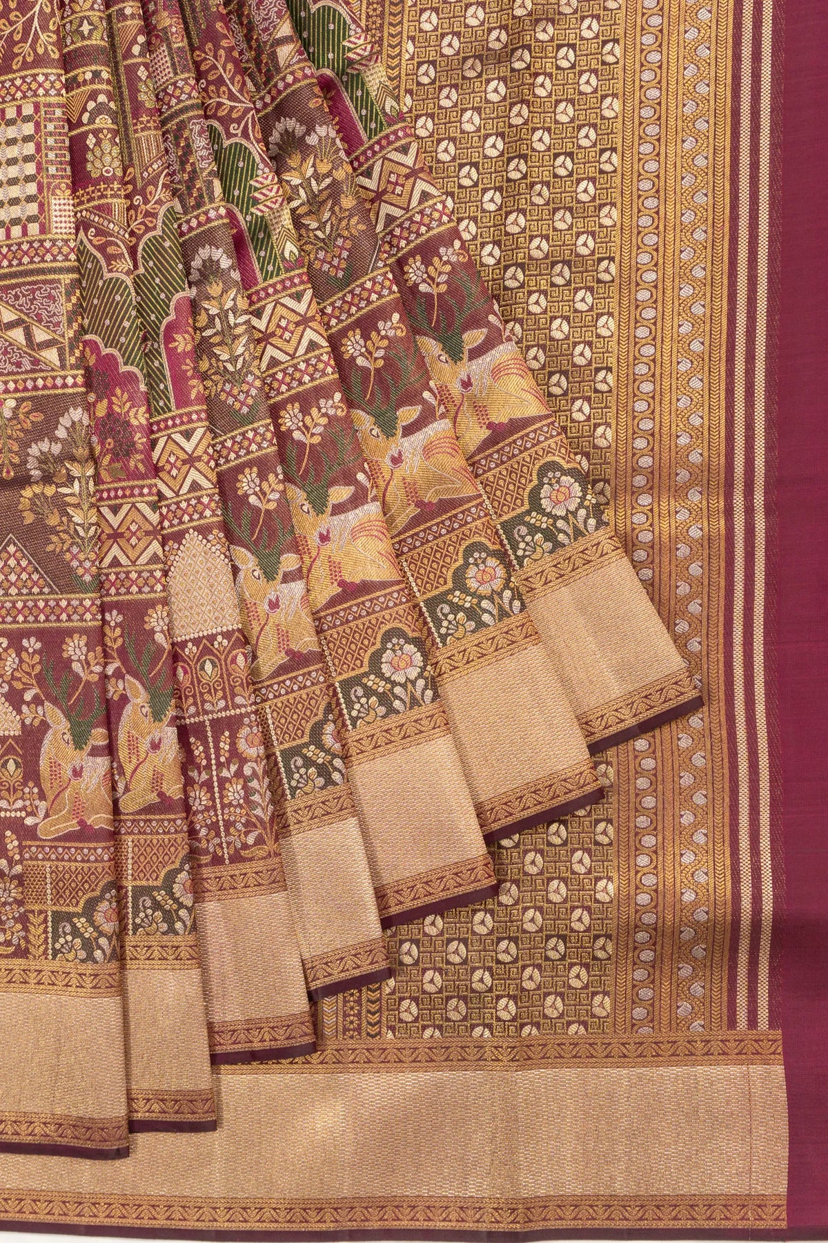 Kanchipuram Silk Brocade Maroon Saree