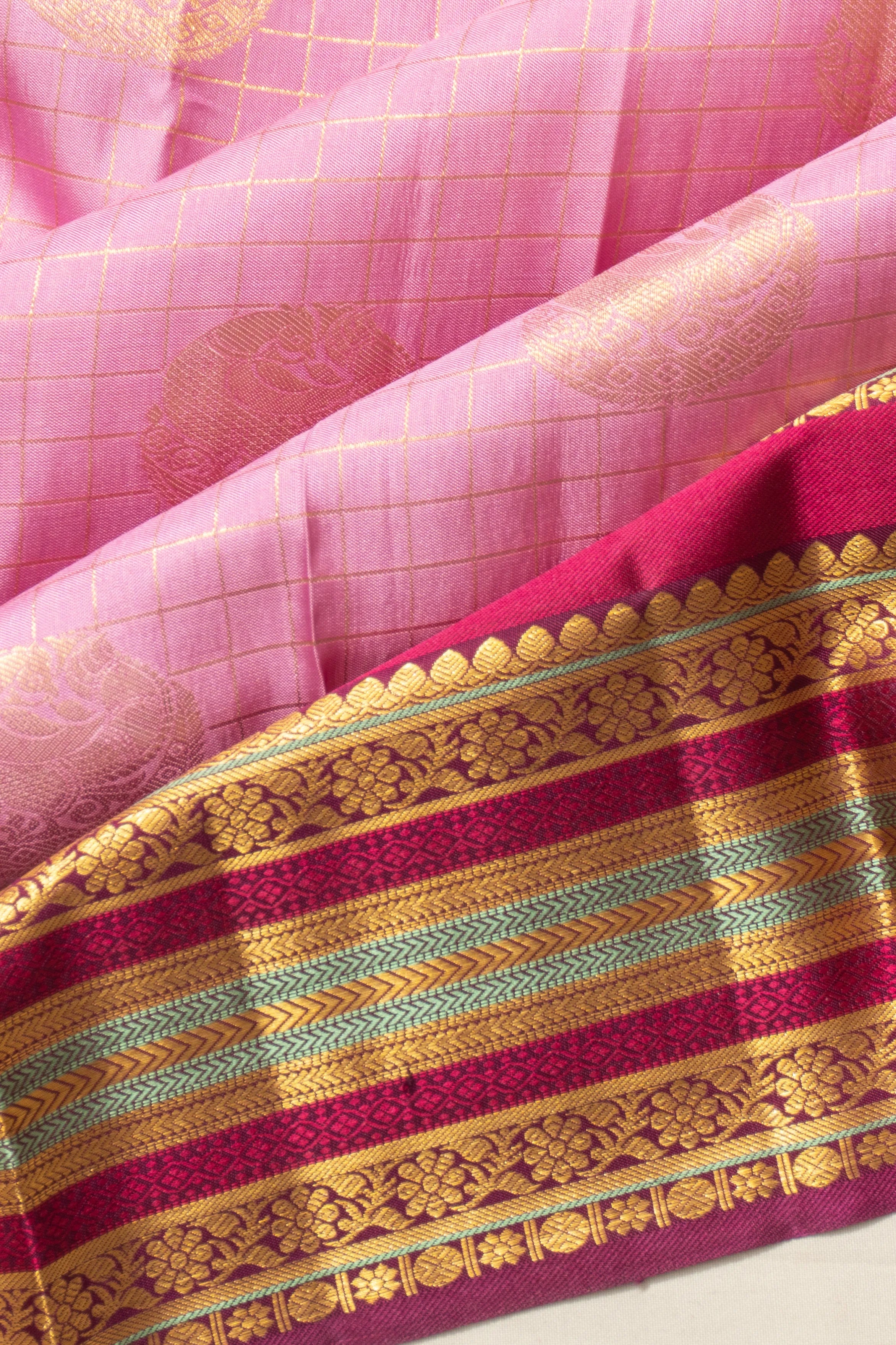 Taranga Kanchi Silk Oosi Lines And Butta Lavender Saree