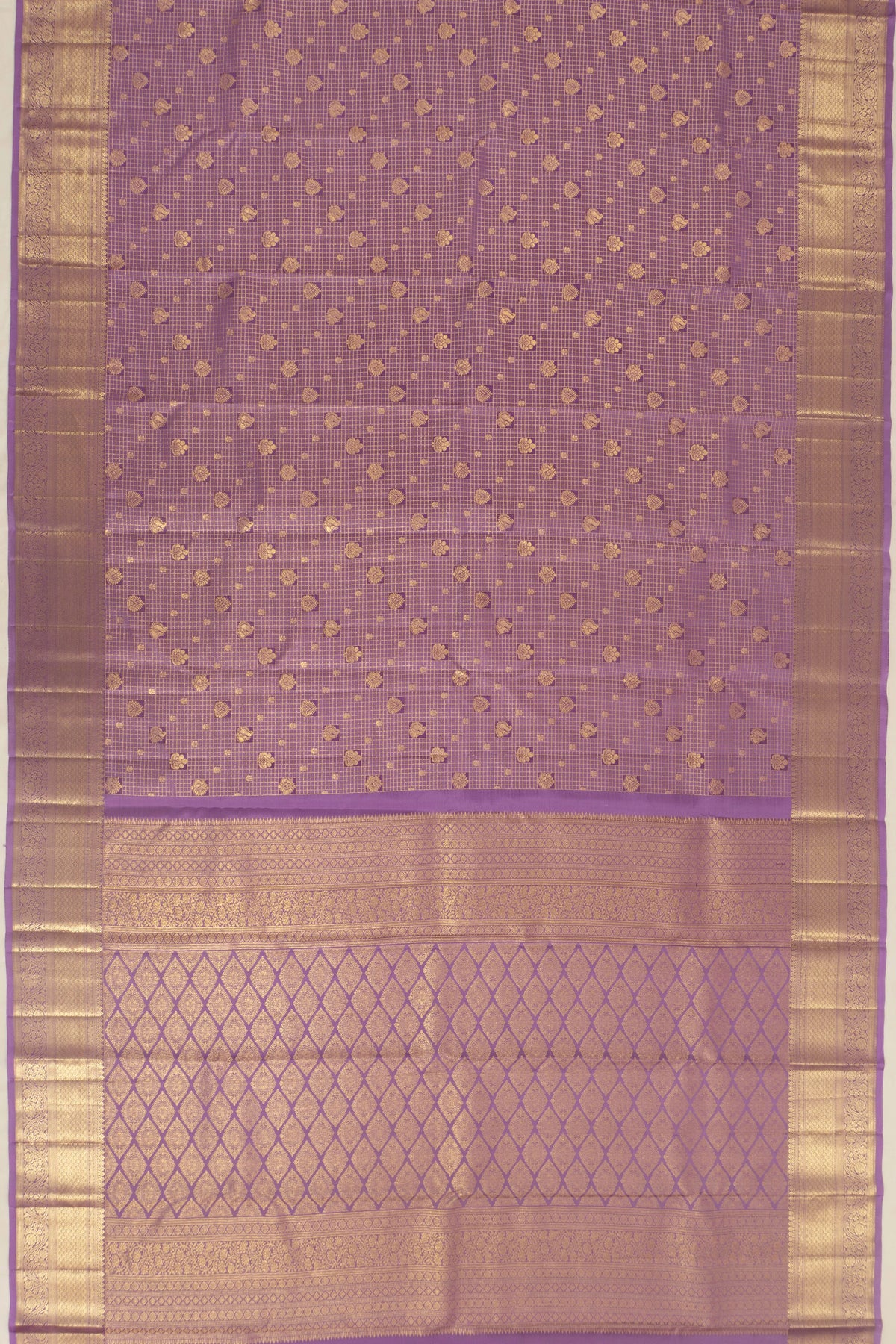 Taranga Kanchi Silk Checks And Butta Lavender Saree