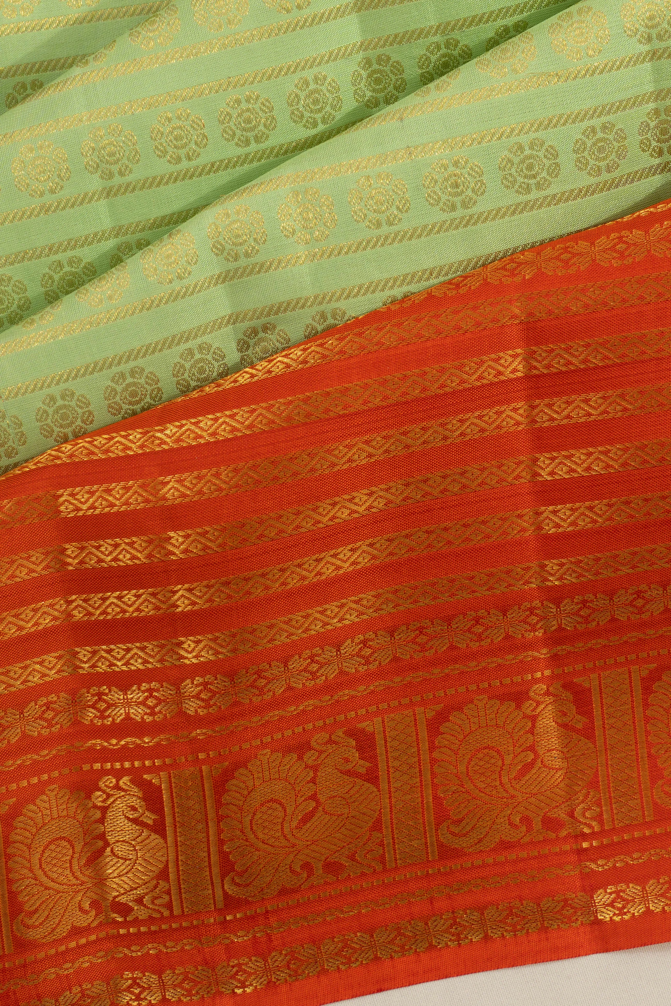 Taranga Kanchi Silk Brocade Pastel Green Saree