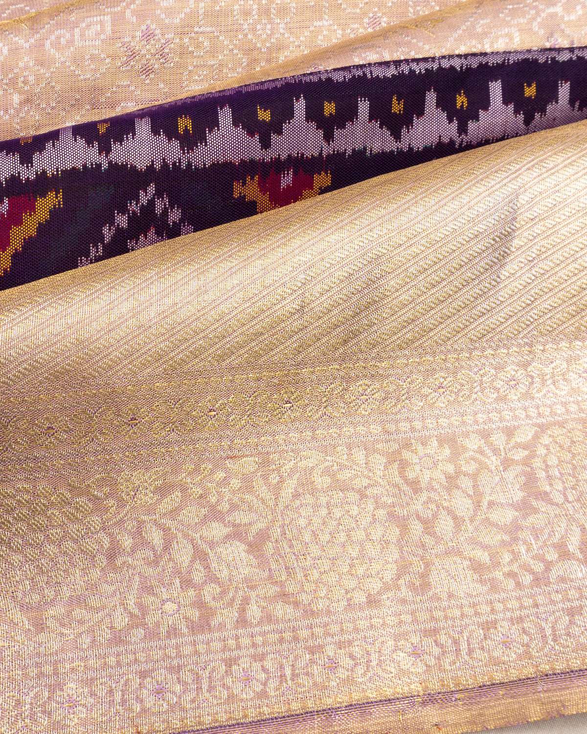 Patan Patola X Kanchipuram Silk Tissue Brocade Lavender Saree