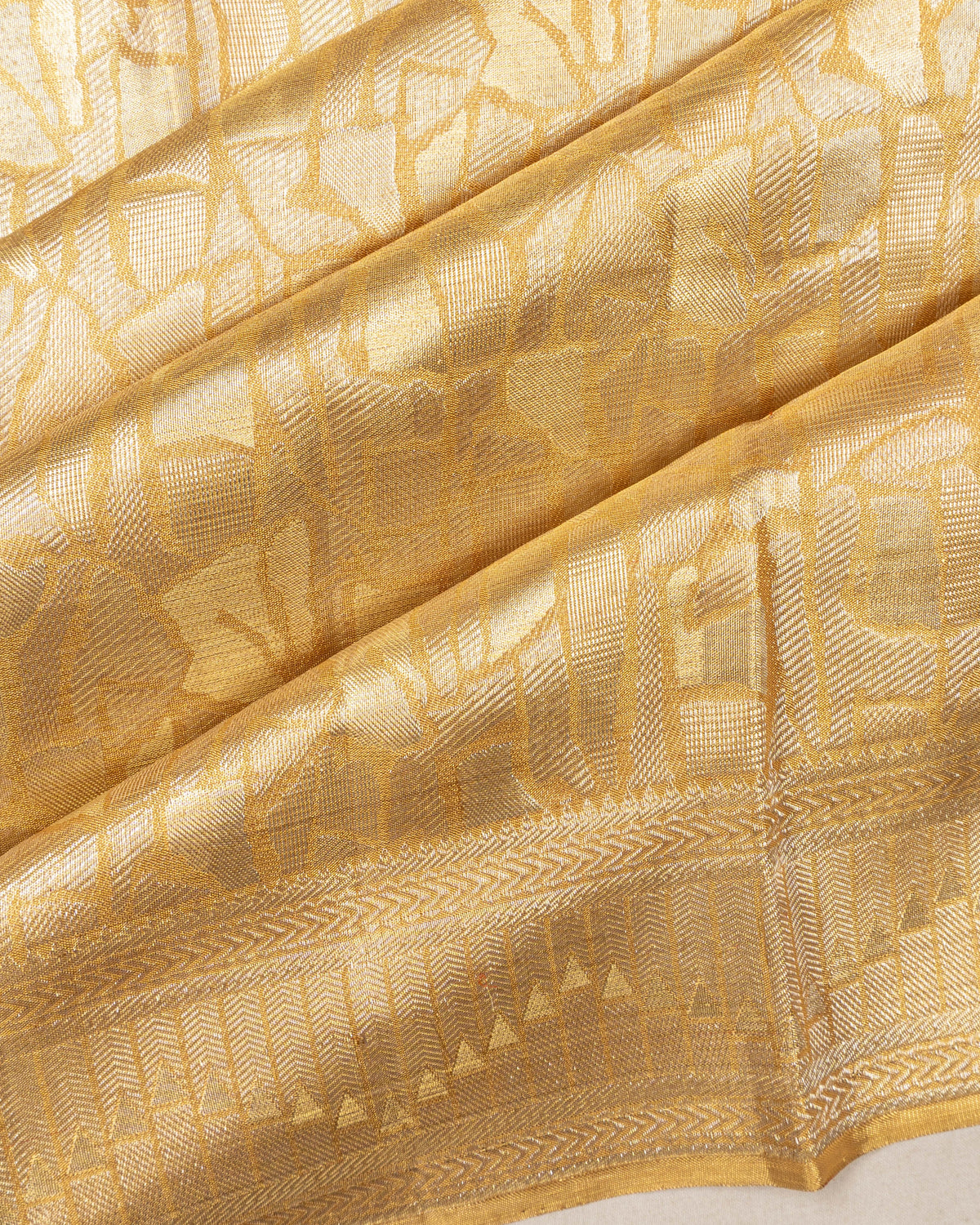 Kanchipuram Silk Tissue Brocade Gold Saree