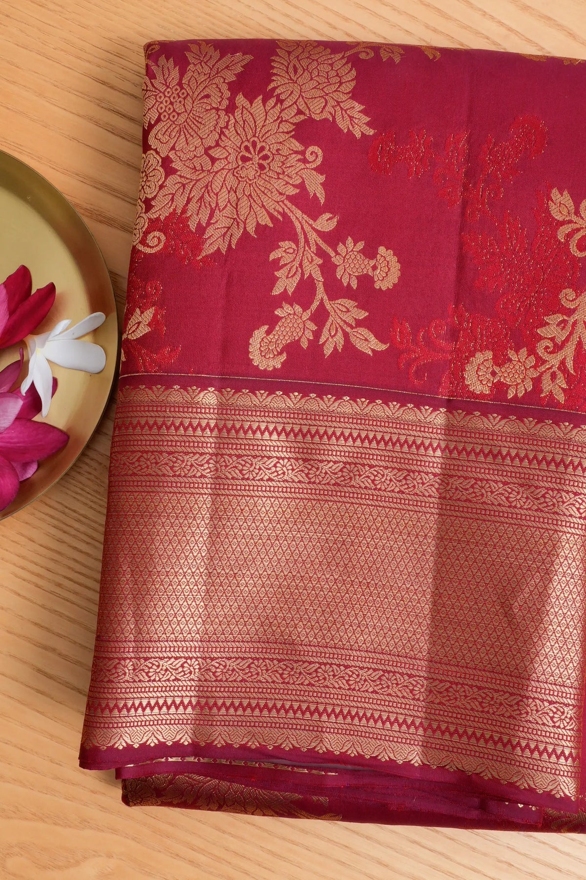 Taranga Kanchi Silk Brocade Red Saree