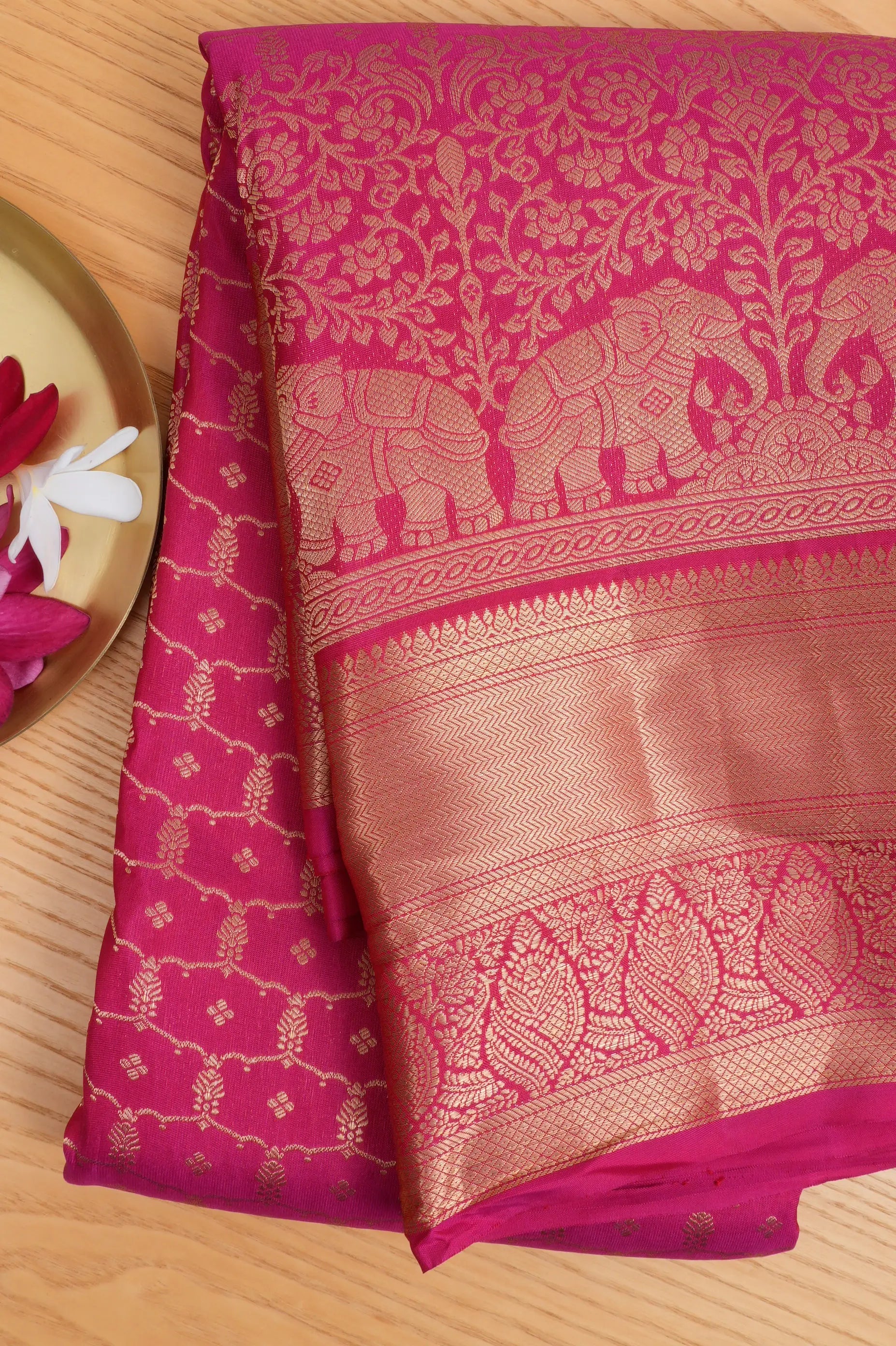 Taranga Kanchi Silk Brocade Pink Saree