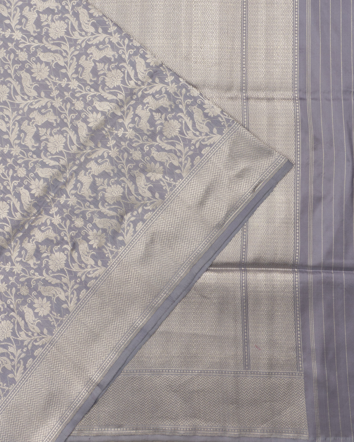 Banarasi Silk Brocade Powder Blue Saree