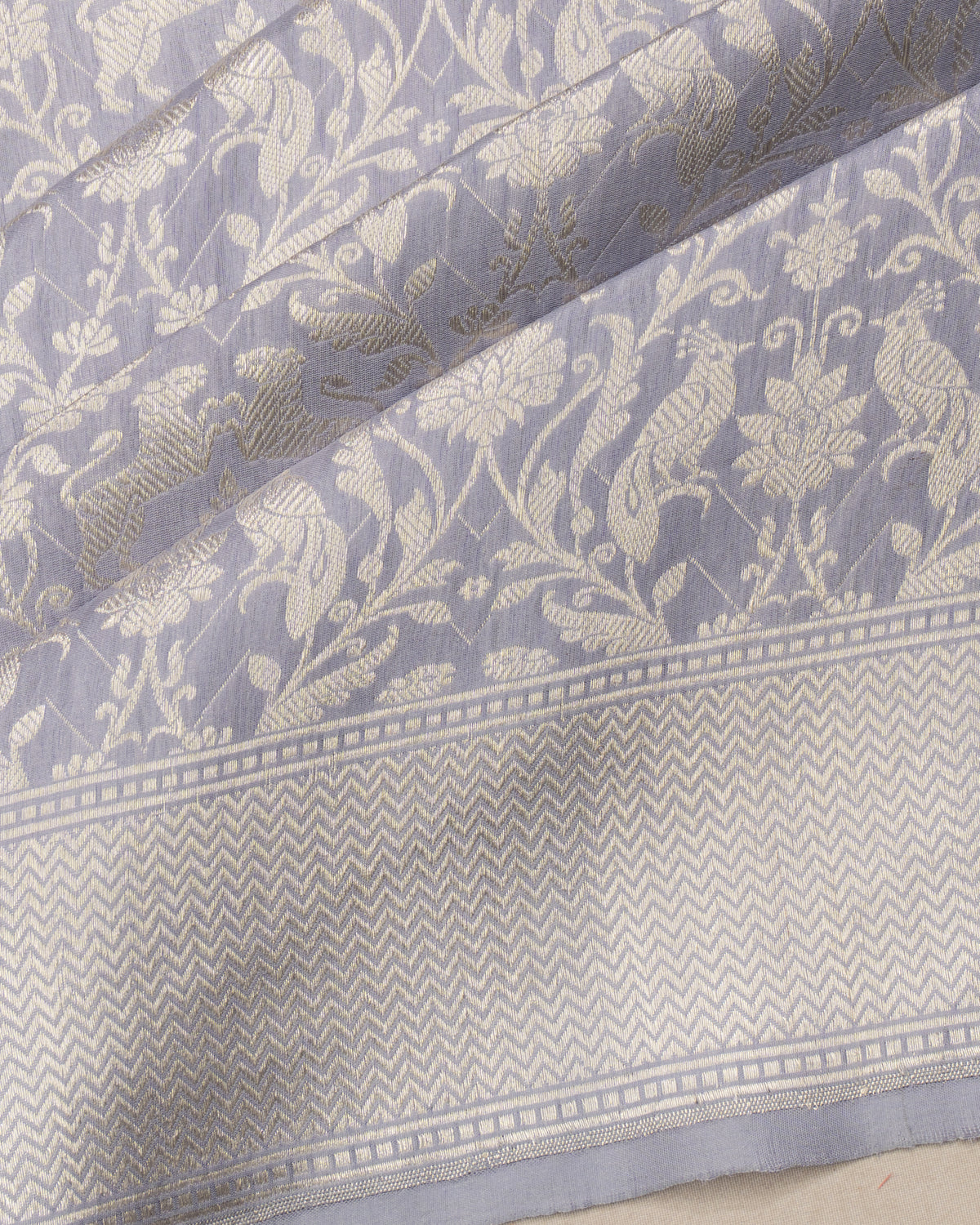 Banarasi Silk Brocade Powder Blue Saree