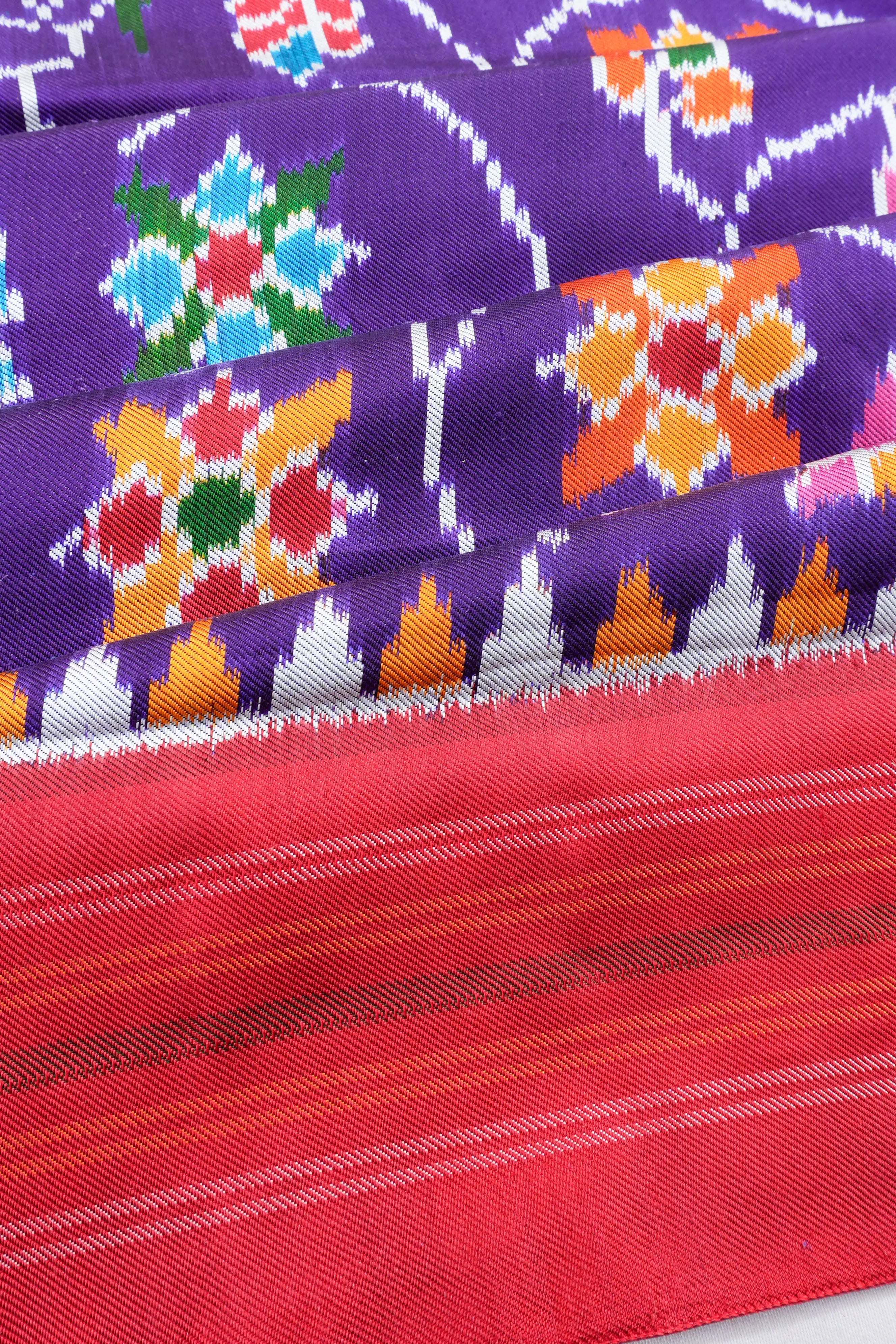 Pochampally Silk Twill Ikat Dark Blue Saree