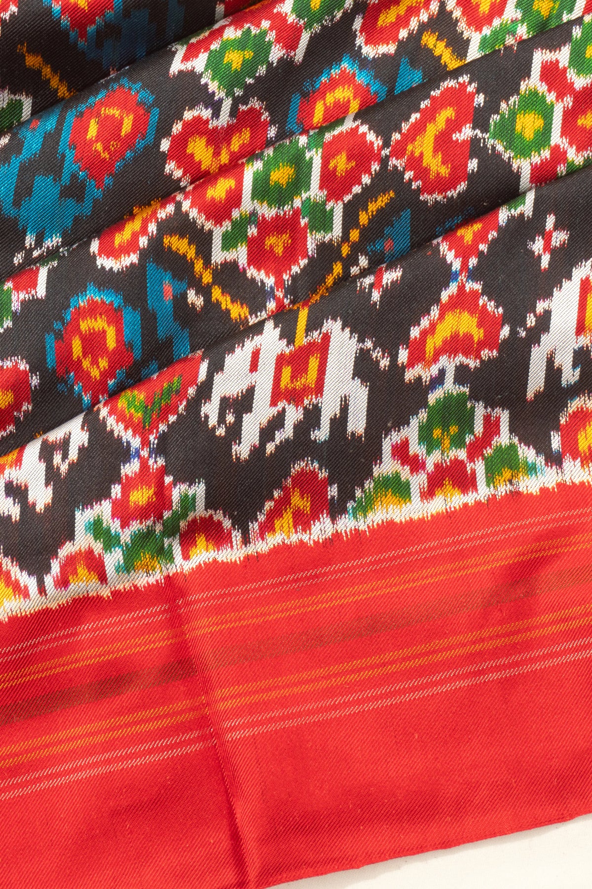 Pochampally Silk Ikat Twill Black Saree