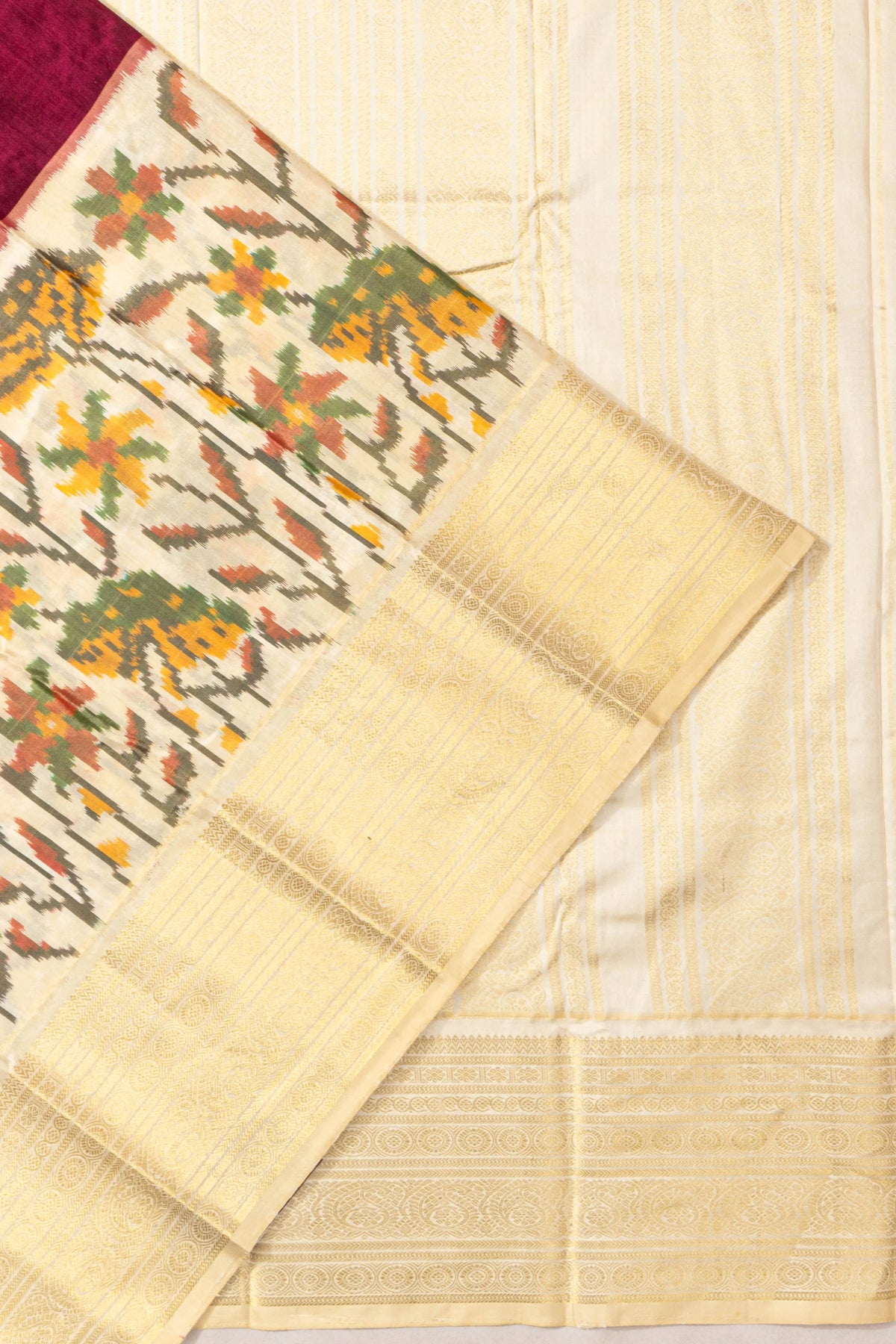 Kanchipuram Silk Ikat Butta Purple Saree