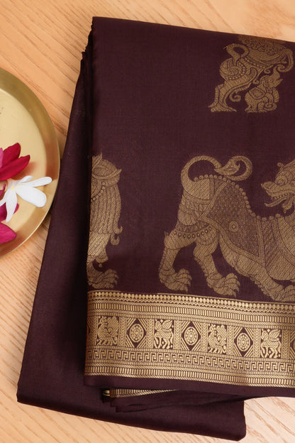 Taranga Kanchi Silk Butta Brown Saree