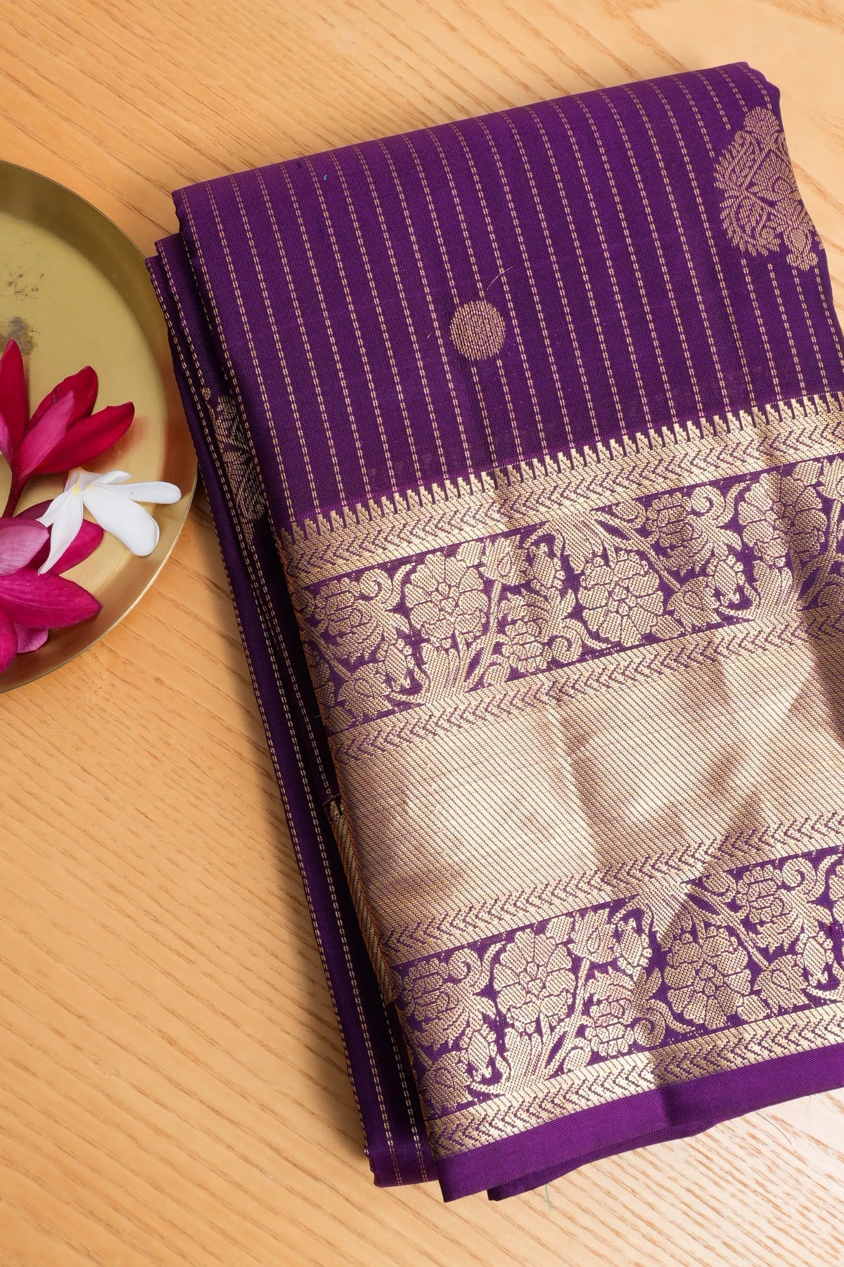 Taranga Kanchi Silk Lines And Butta Purple Saree