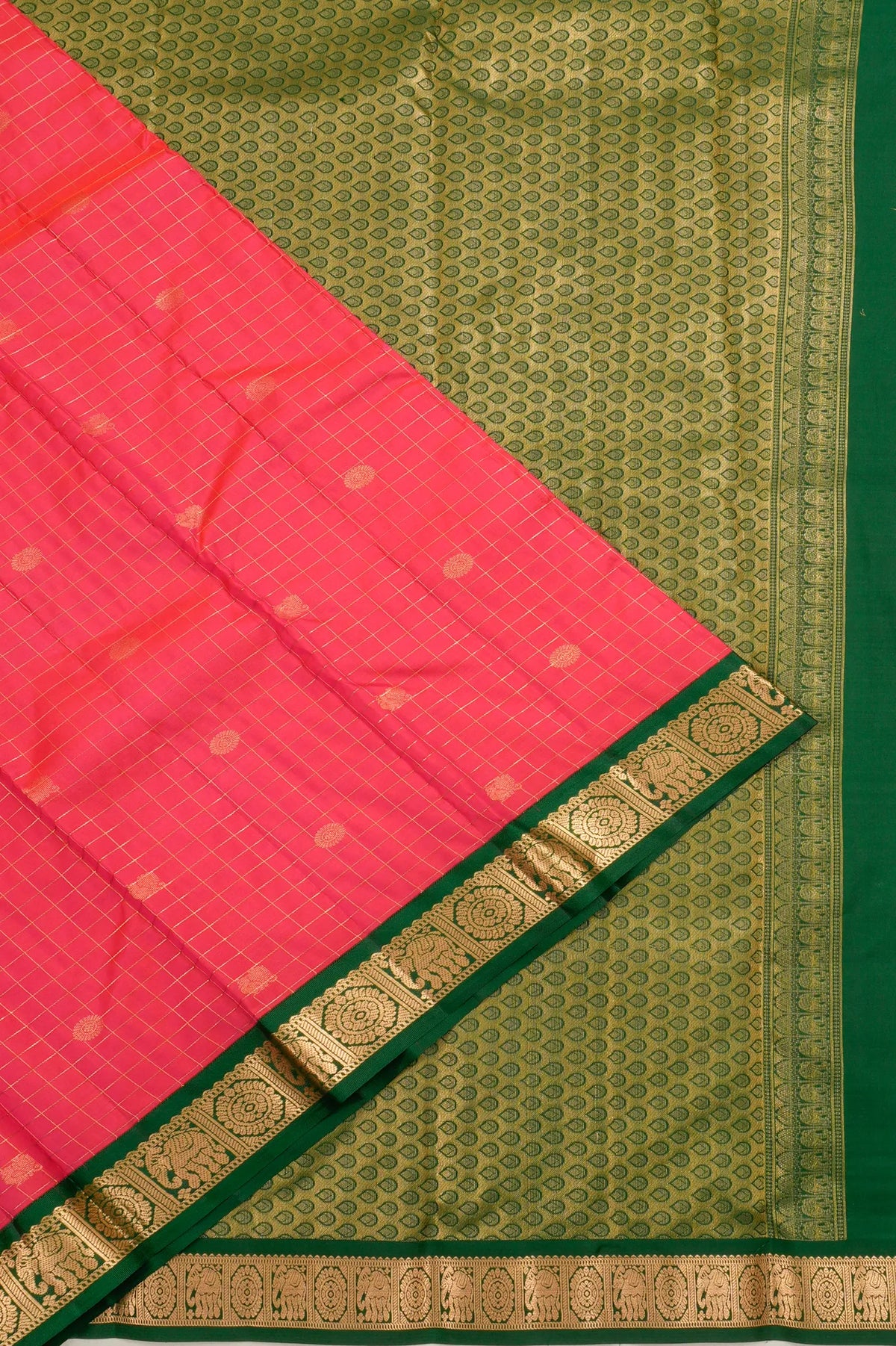 Taranga Kanchi Silk Checks And Butta Pink Saree