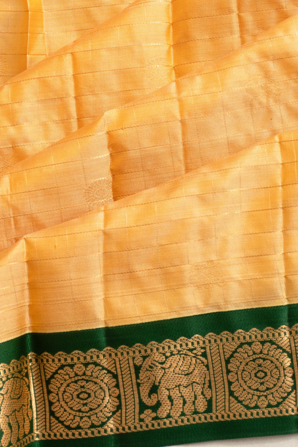 Dharmavaram Silk Checks And Butta Cream Saree