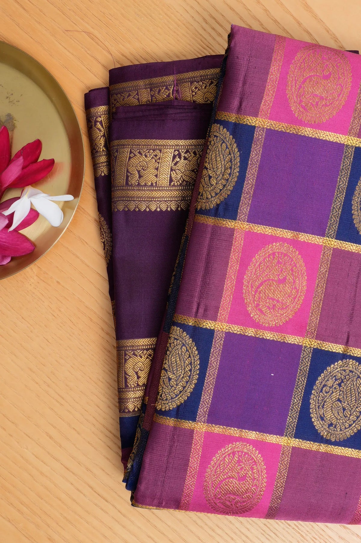 Taranga Kanchi Silk Checks And Butta Multicolour Saree