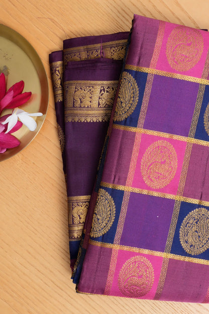Taranga Kanchi Silk Checks And Butta Multicolour Saree