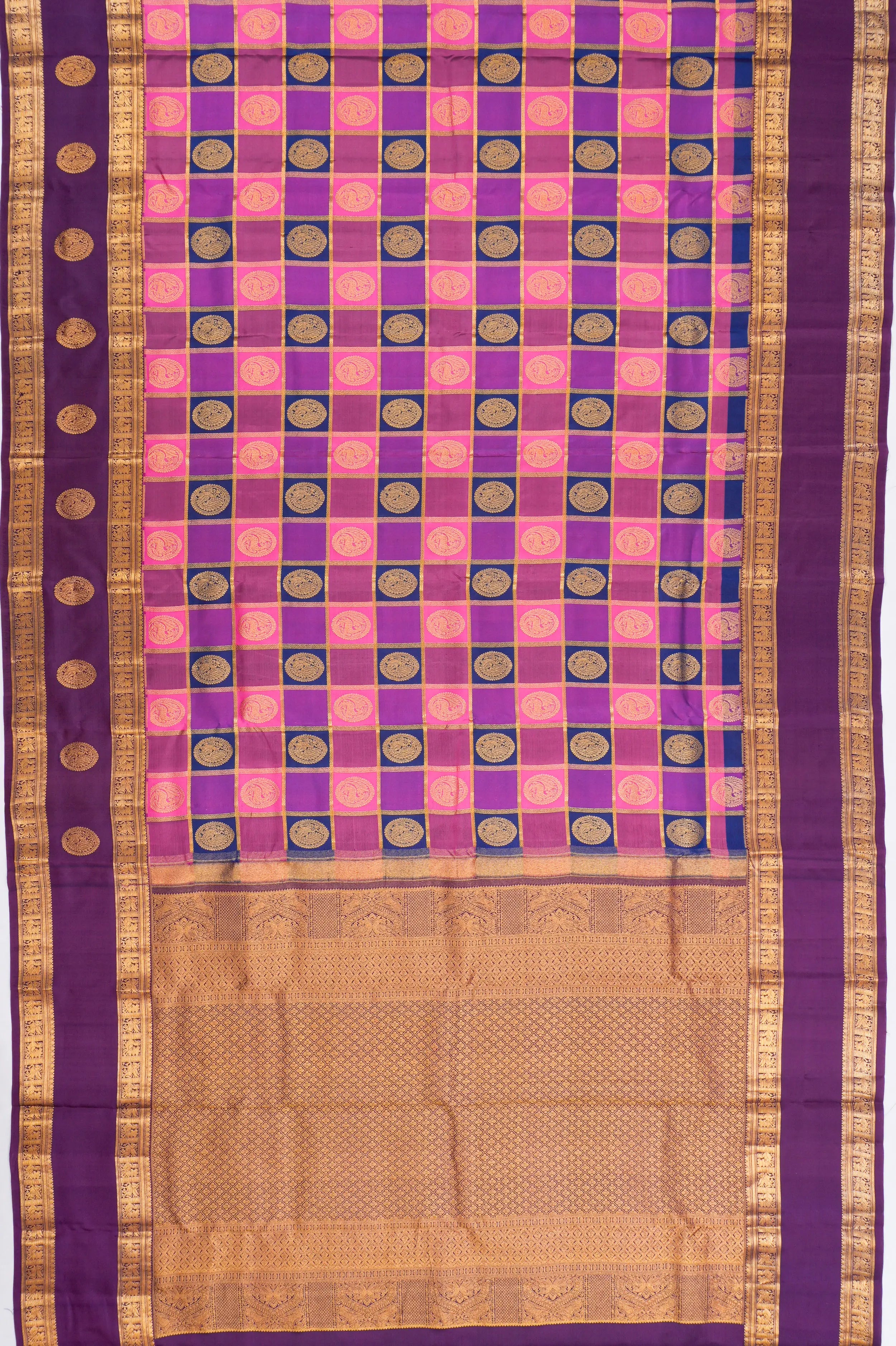 Taranga Kanchi Silk Checks And Butta Multicolour Saree