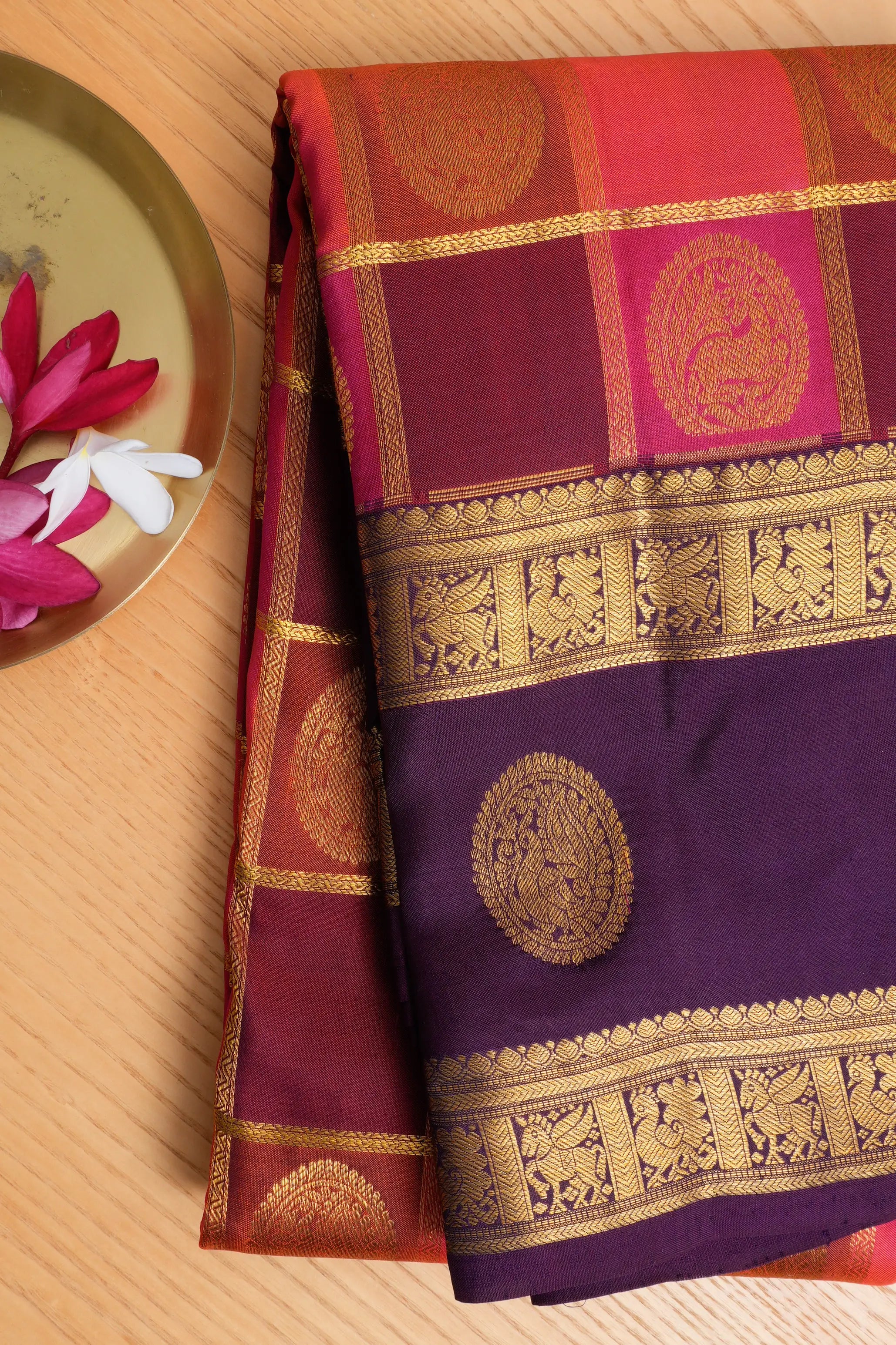 Taranga Kanchi Silk Checks And Butta Multicolour Saree