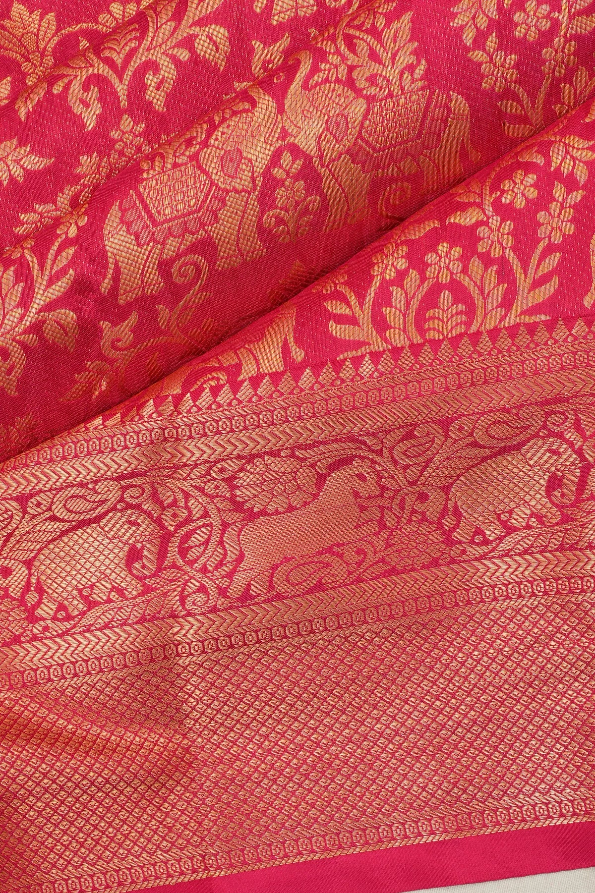 Taranga Kanchi Silk Jaal And Butta Maroon Saree