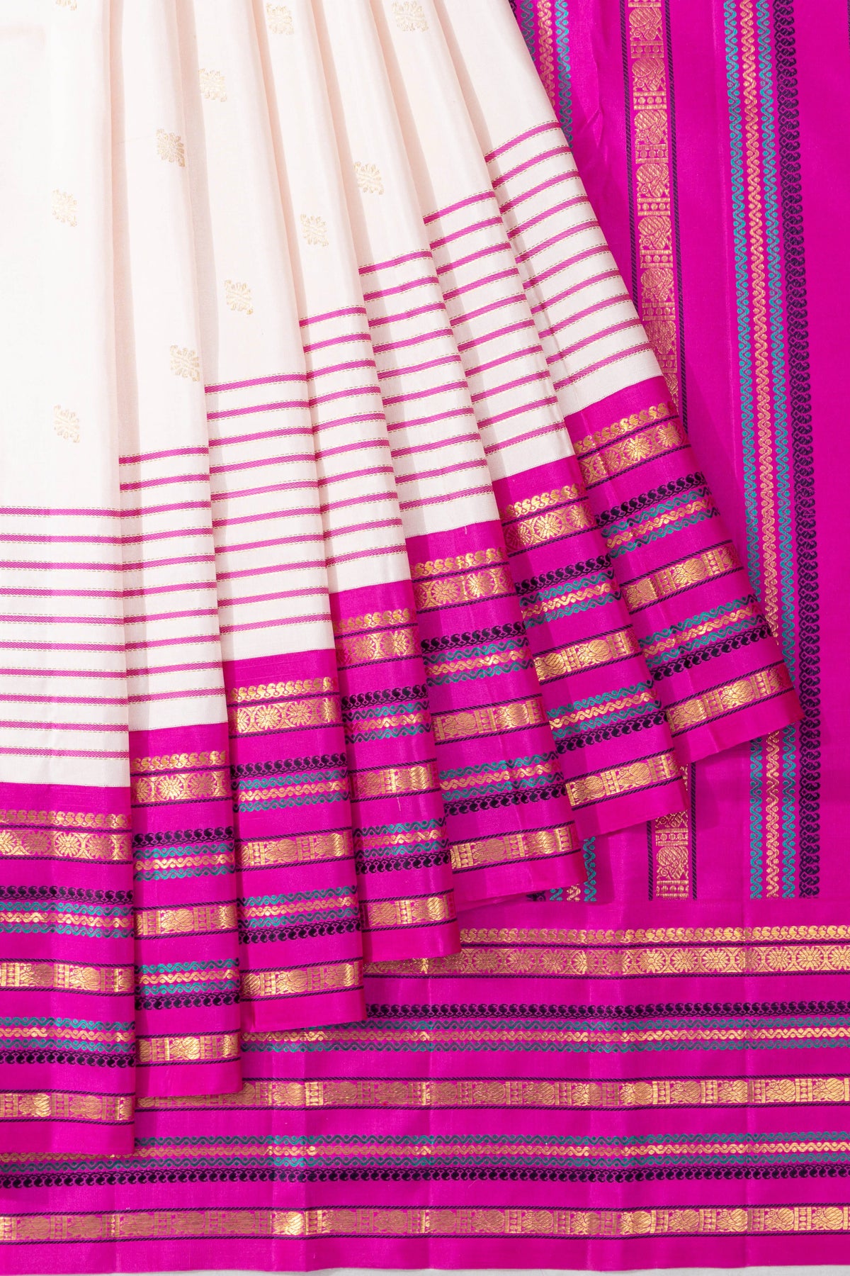 Classic Kanchipuram Silk Butta Off White Saree