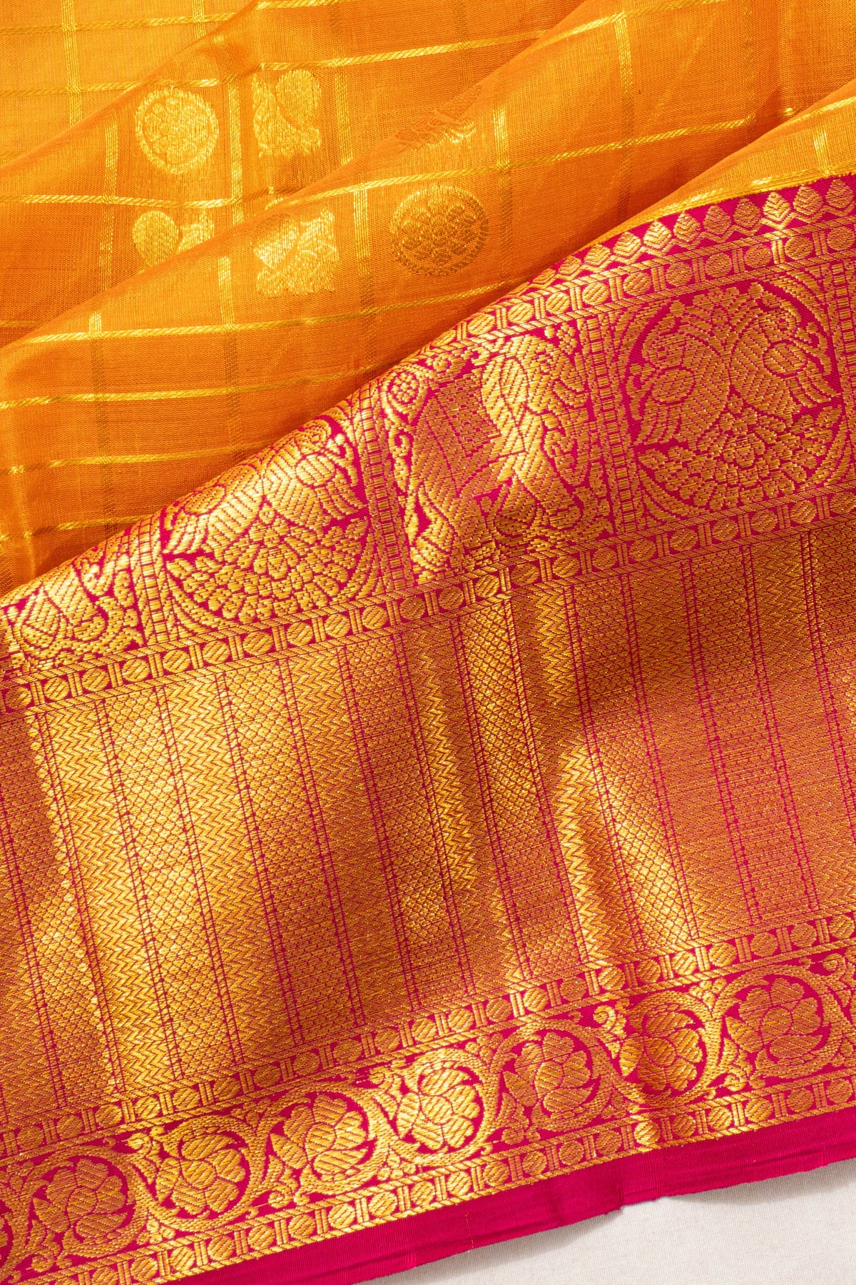 Classic Kanchipuram Silk Checks And Butta Red Saree