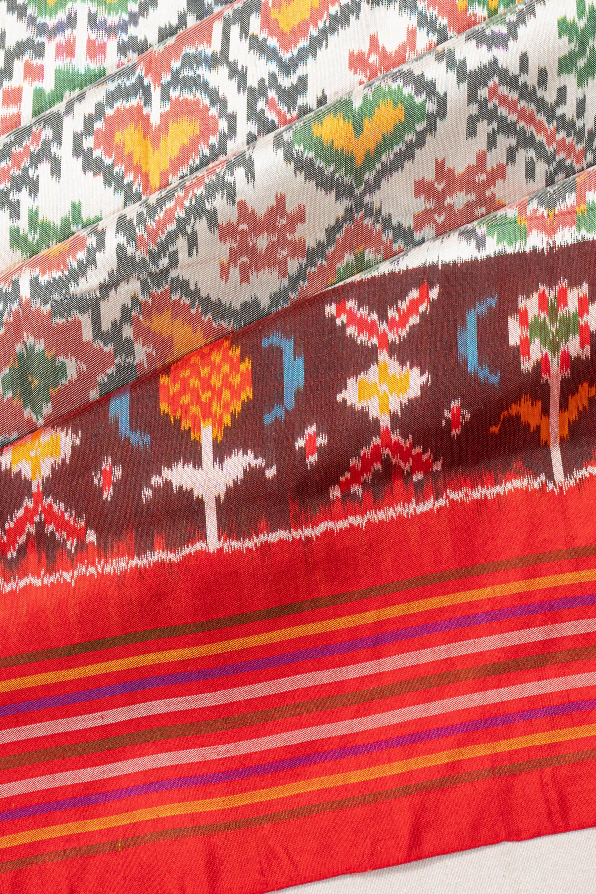Pochampally Silk Ikat White Saree