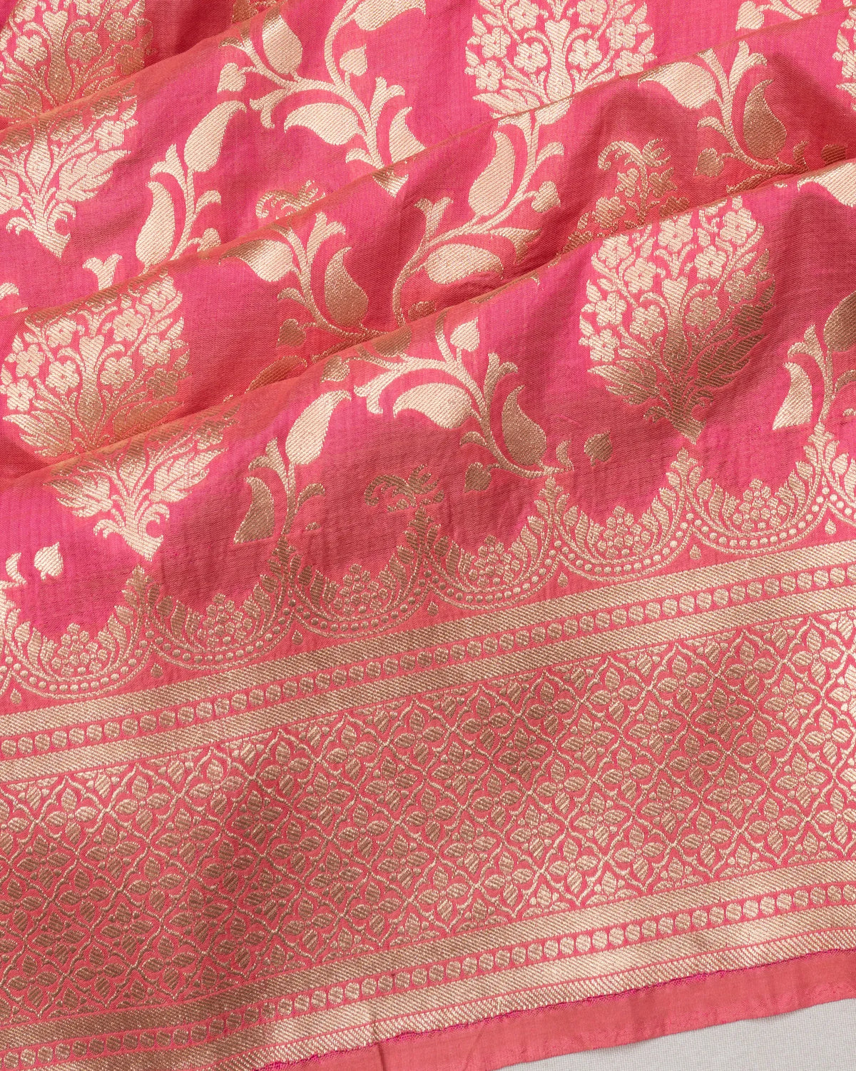 Banarasi Silk Jaal And Butta Pink Saree