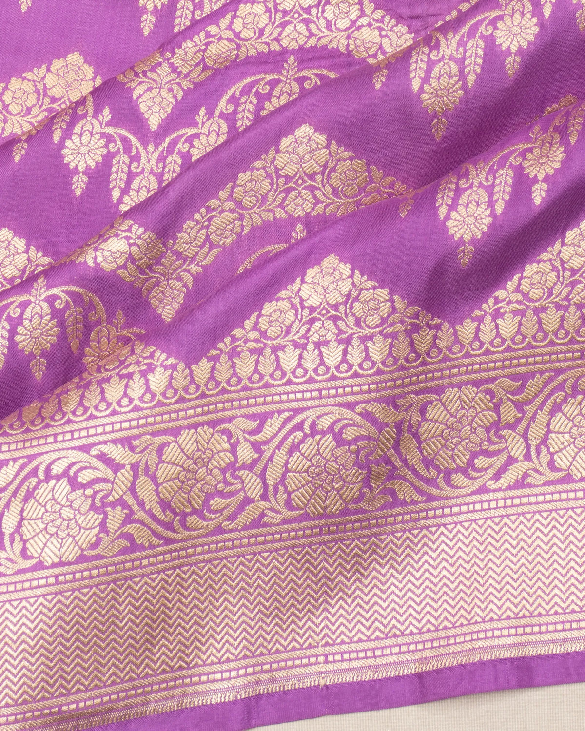 Banarasi Silk Brocade Lavender Saree