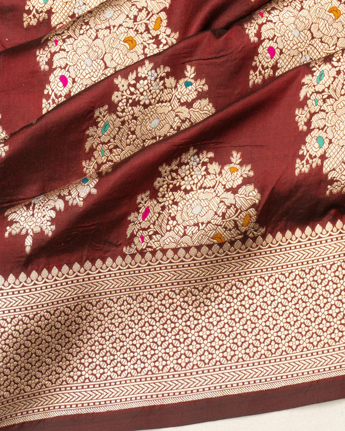 Banarasi Silk Butta Maroon Saree