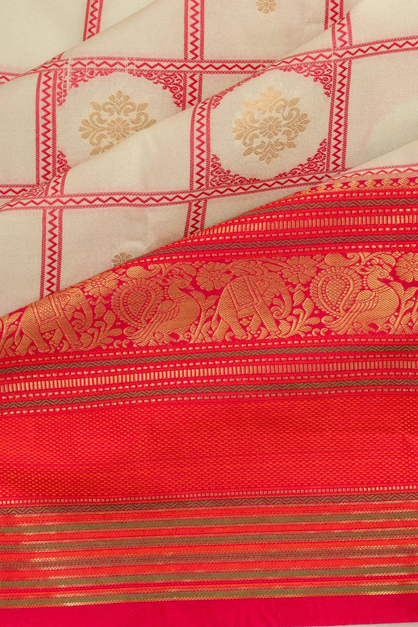 Dharmavaram Art Silk Checks And Butta Yellow Saree