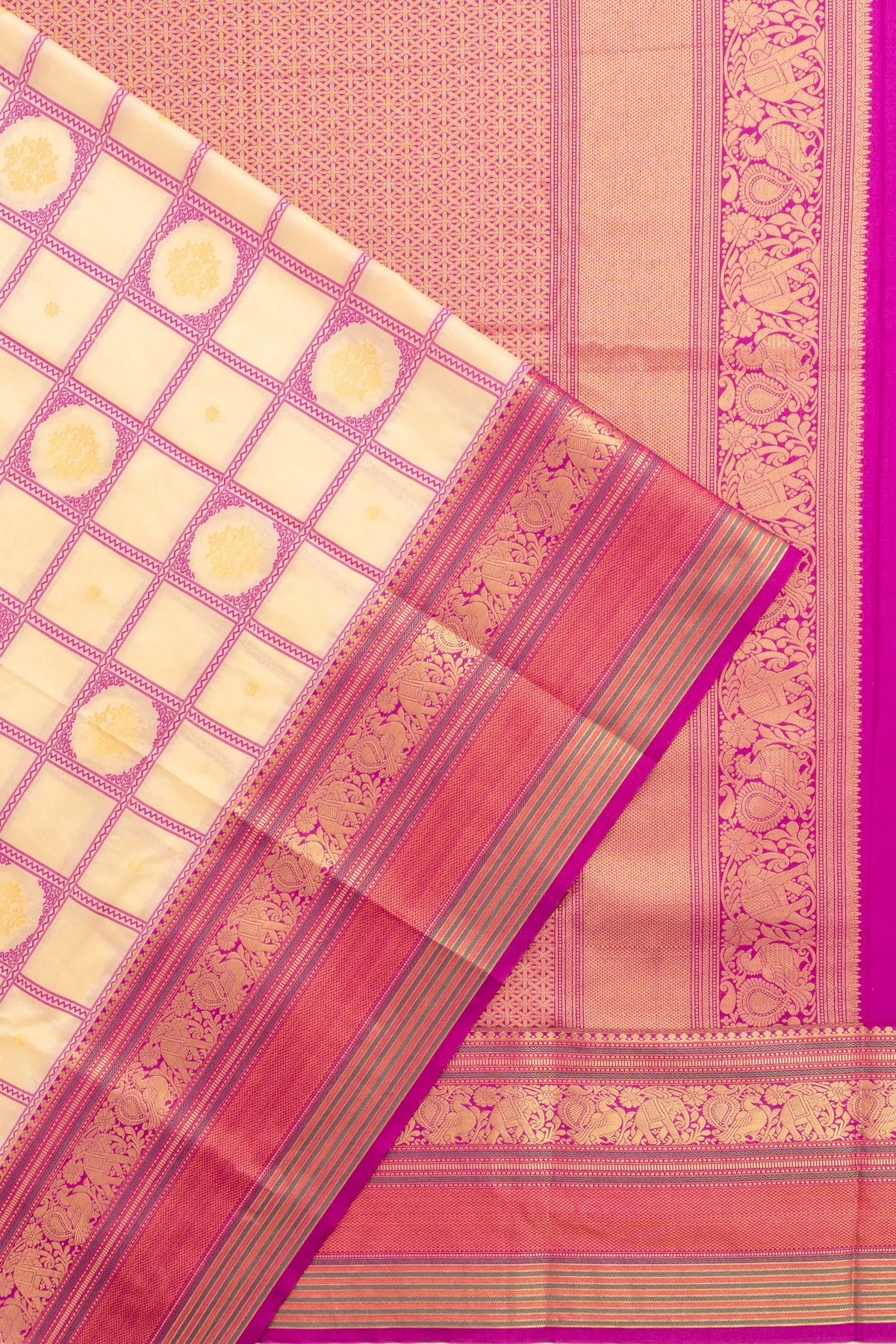 Dharmavaram Art Silk Checks And Butta Pink Saree
