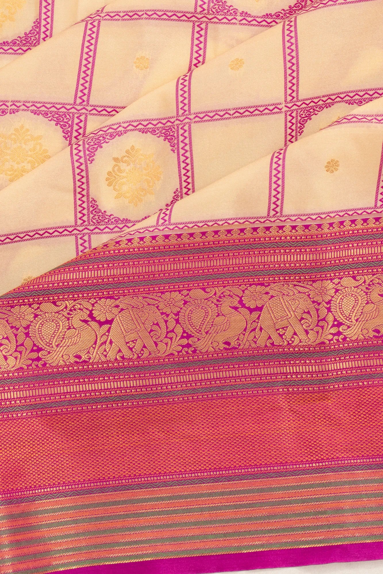 Dharmavaram Art Silk Checks And Butta Pink Saree