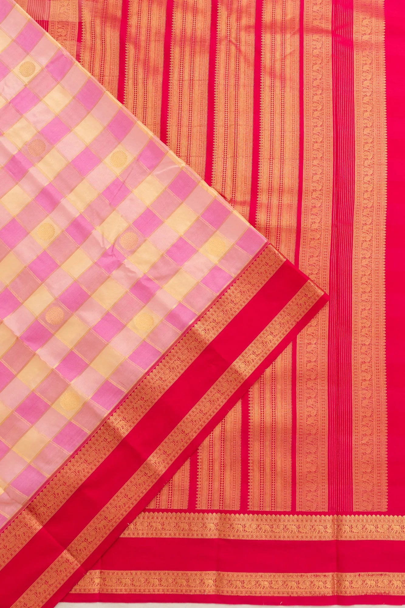 Dharmavaram Art Silk Checks And Butta Green Saree