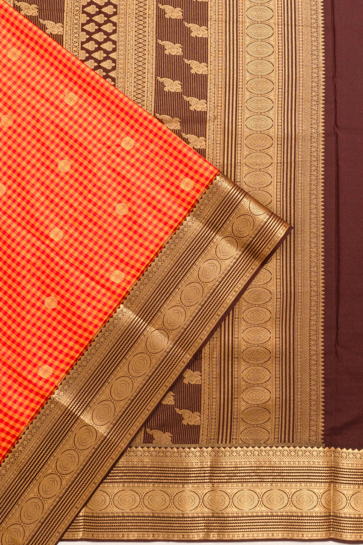 Dharmavaram Art Silk Checks And Butta Cream Saree