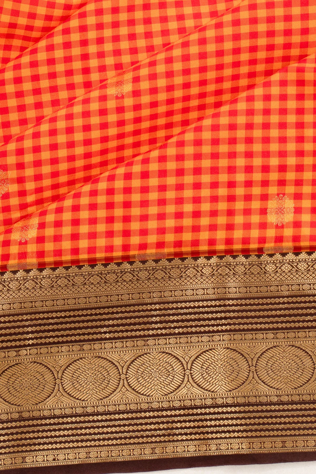 Dharmavaram Art Silk Checks And Butta Cream Saree