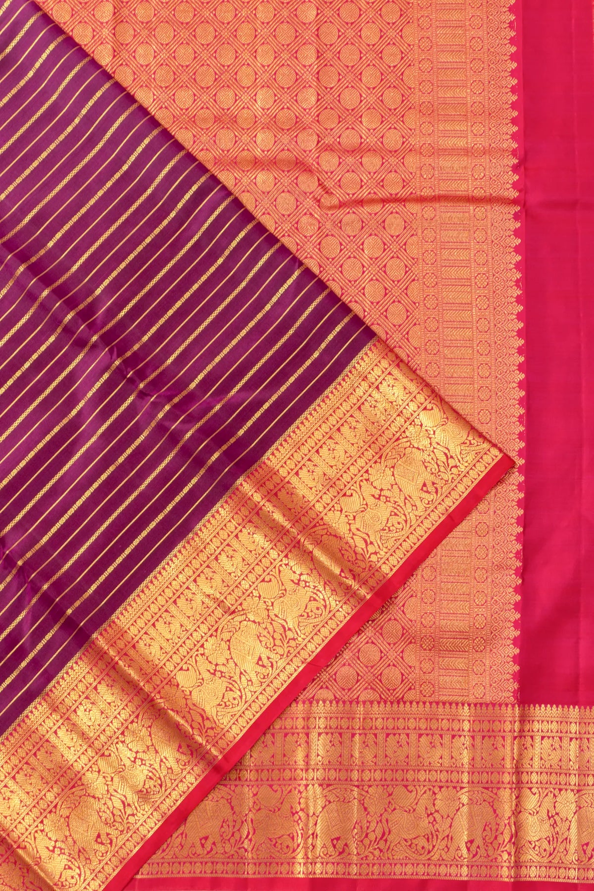 Taranga Kanchi Silk Lines Purple Saree