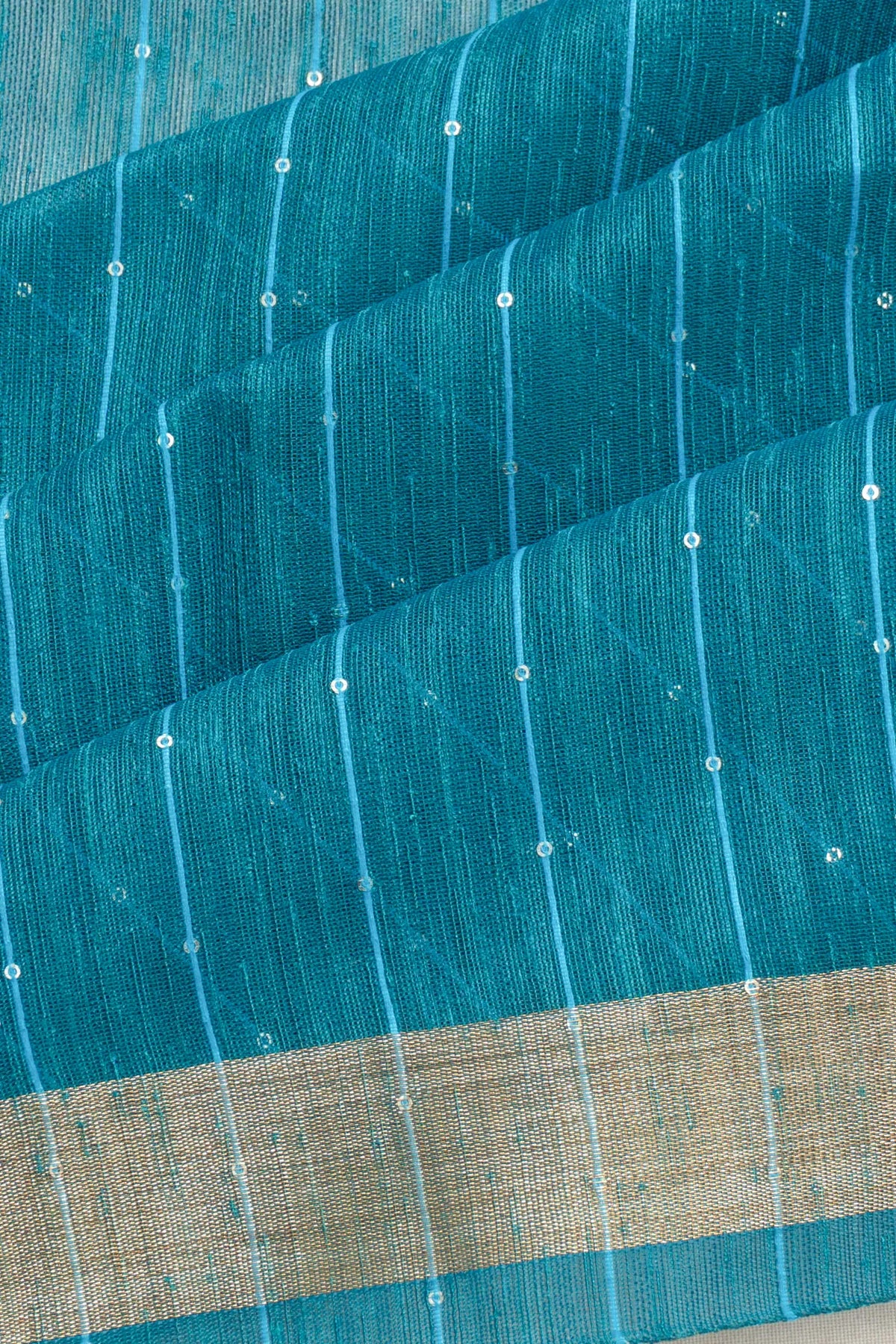 Art Jute Silk Sequin Lines Blue Saree