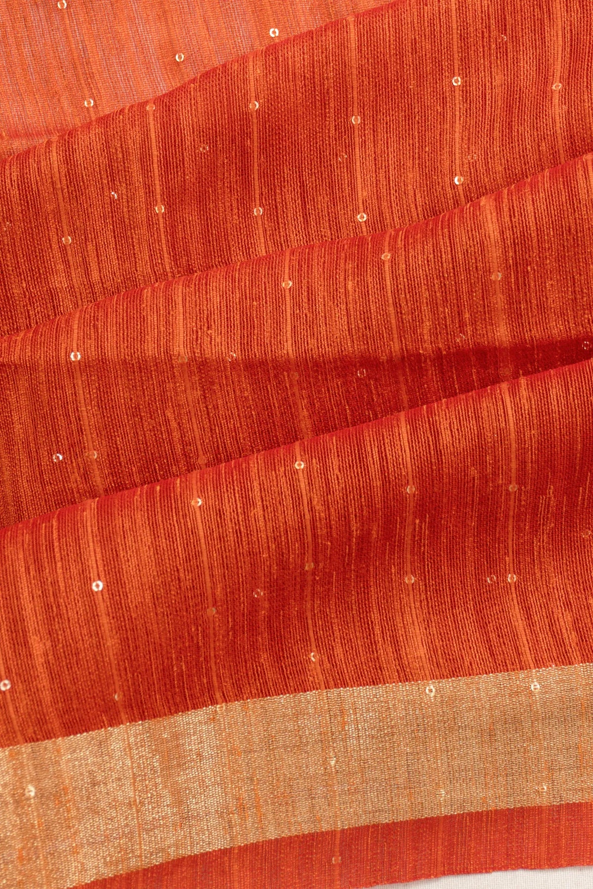 Art Jute Silk Sequin Lines Orange Saree