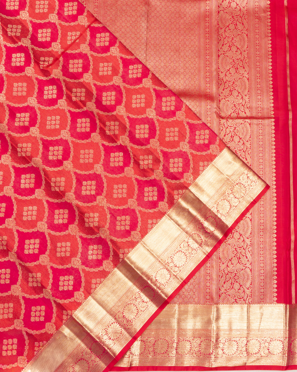 Kanchipuram Silk Brocade Pink And Red Saree
