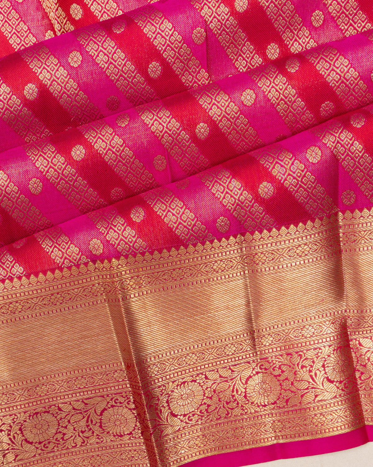 Kanchipuram Silk Brocade And Butta Pink Saree