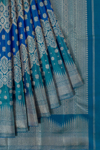 Kanchipuram Silk Brocade Aqua Blue Saree