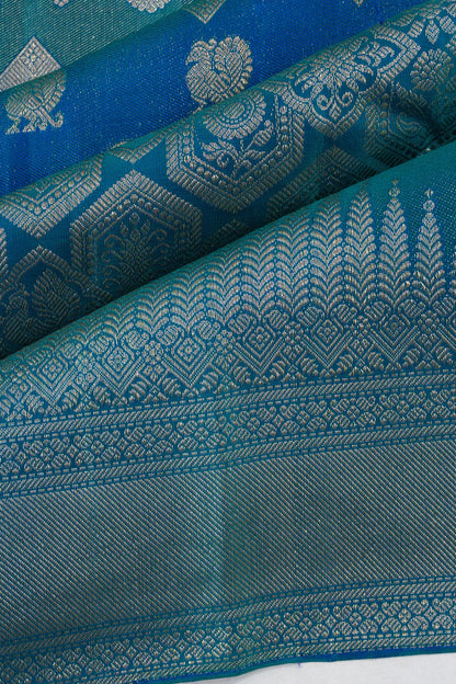 Kanchipuram Silk Brocade Aqua Blue Saree