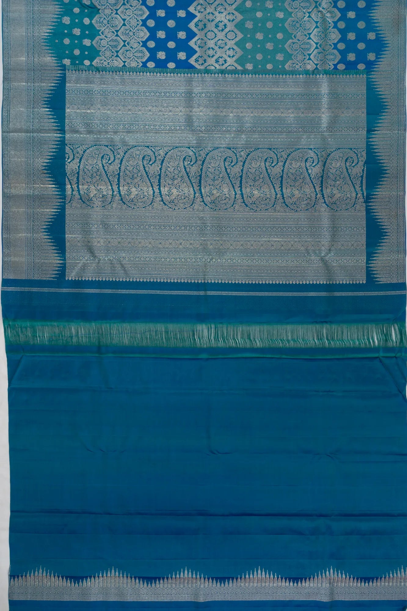 Kanchipuram Silk Brocade Aqua Blue Saree