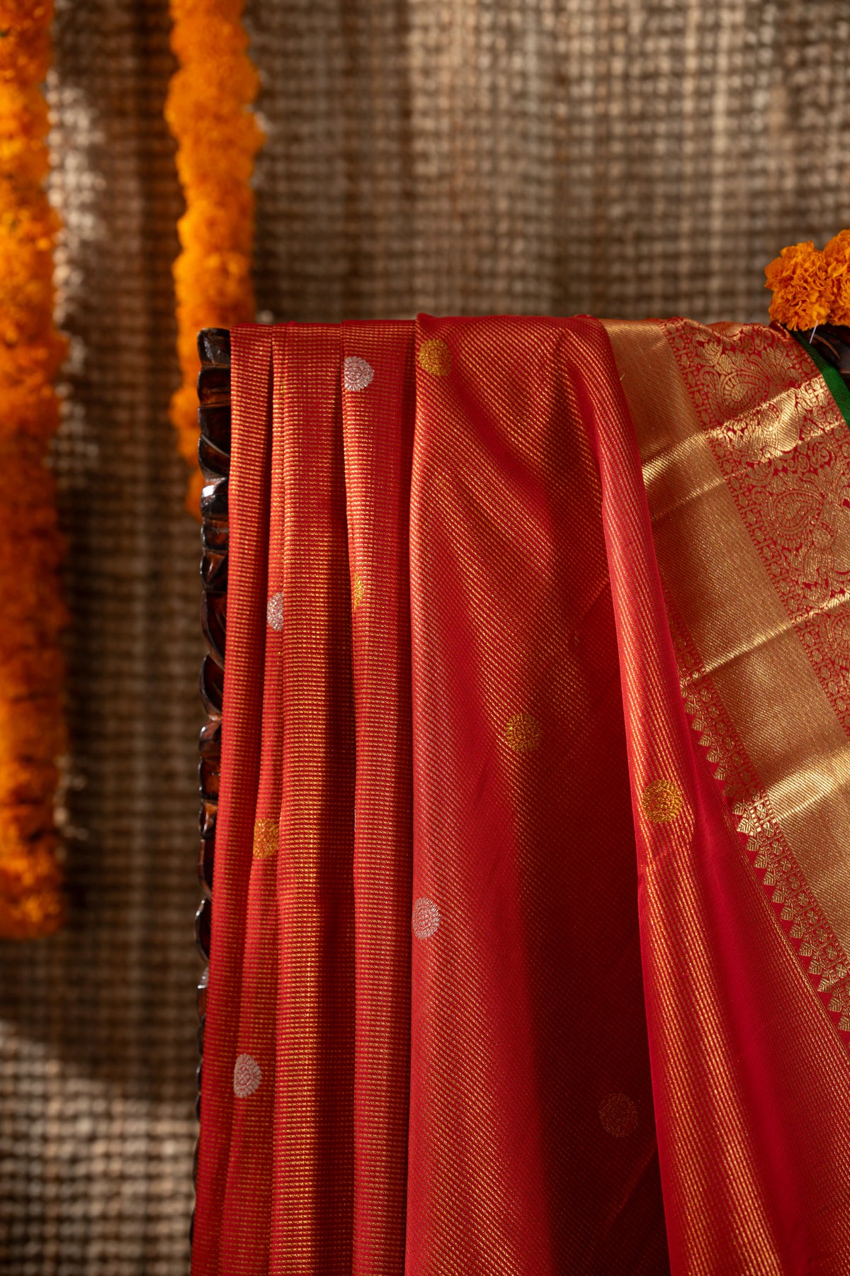 Kanchipuram Silk Brocade And Butta Red Saree