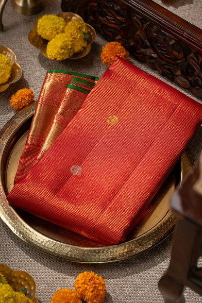 Kanchipuram Silk Brocade And Butta Red Saree