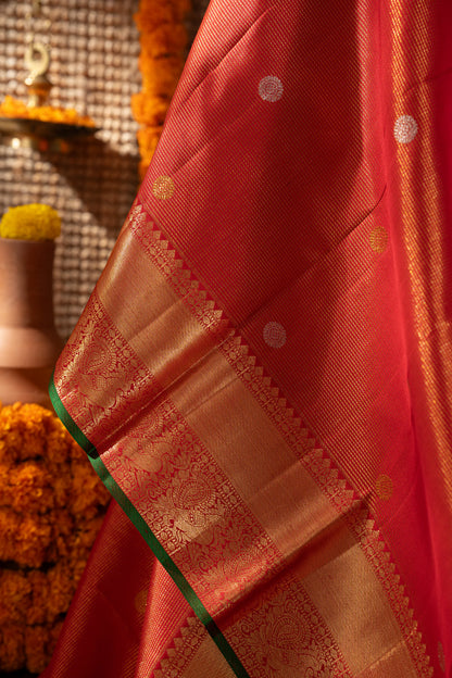 Kanchipuram Silk Brocade And Butta Red Saree
