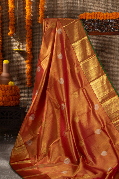 Kanchipuram Silk Brocade And Butta Red Saree