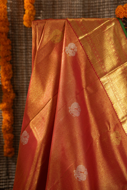 Kanchipuram Silk Brocade And Butta Red Saree