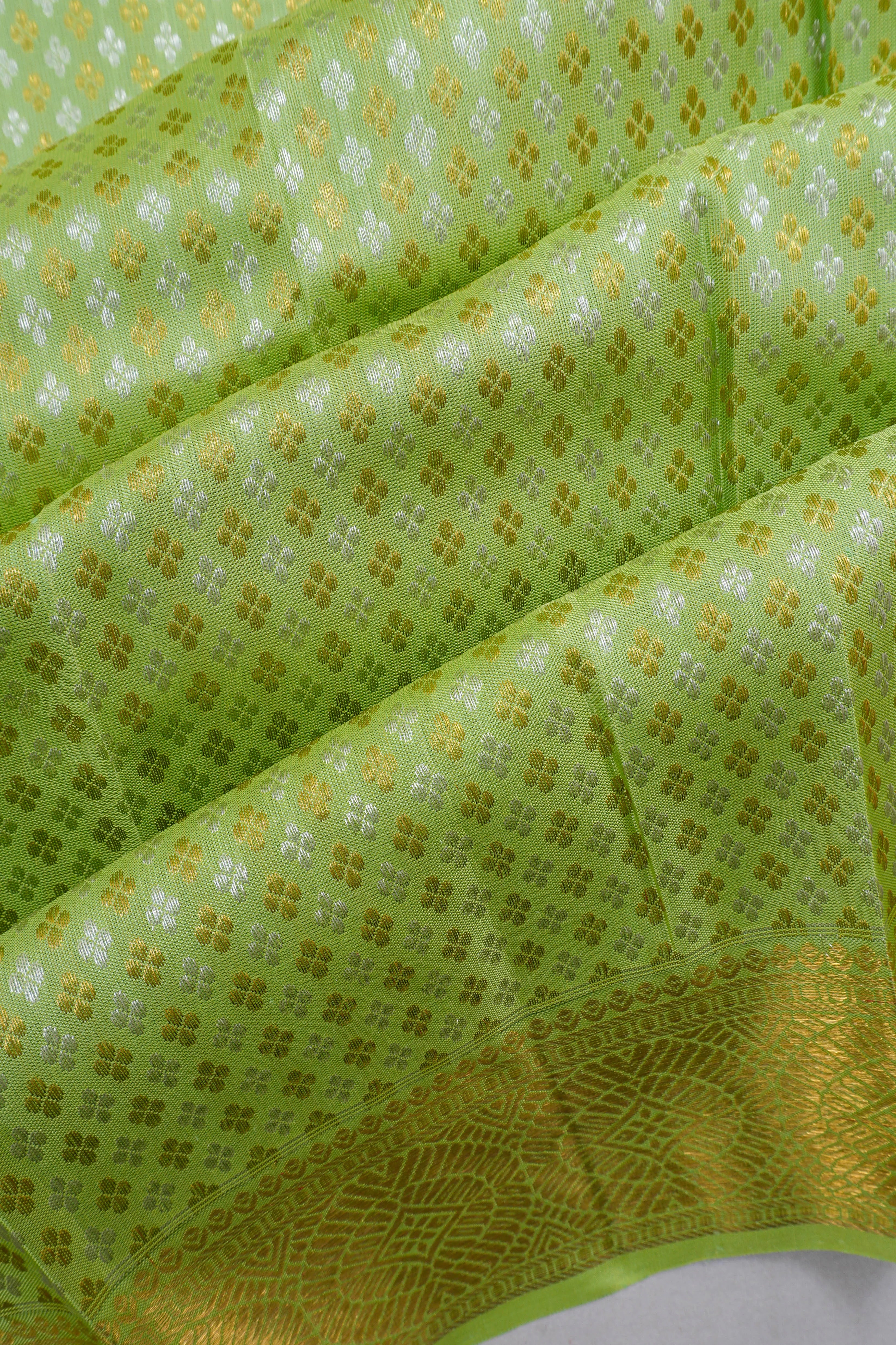 Kanchipuram Silk Brocade Pastel Green Saree