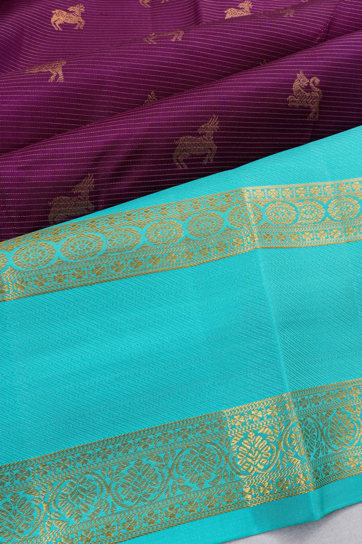 Taranga Kanchi Silk Oosi Lines And Butta Purple Saree